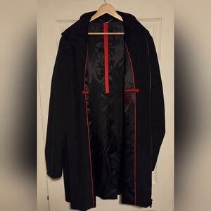 Hugo Boss Black Trench Coat with Red Trim